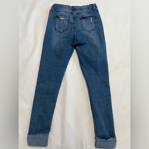 Shein High Waisted Distressed Stretchy Skinny Jeans Size XS Denim - Picture 2 of 13